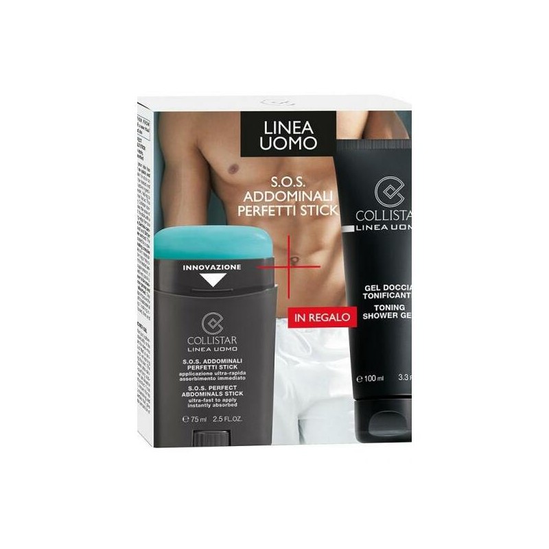 collistar linea uomo sos addominali perfetti stick 75ml + gel doccia tonificante 100ml