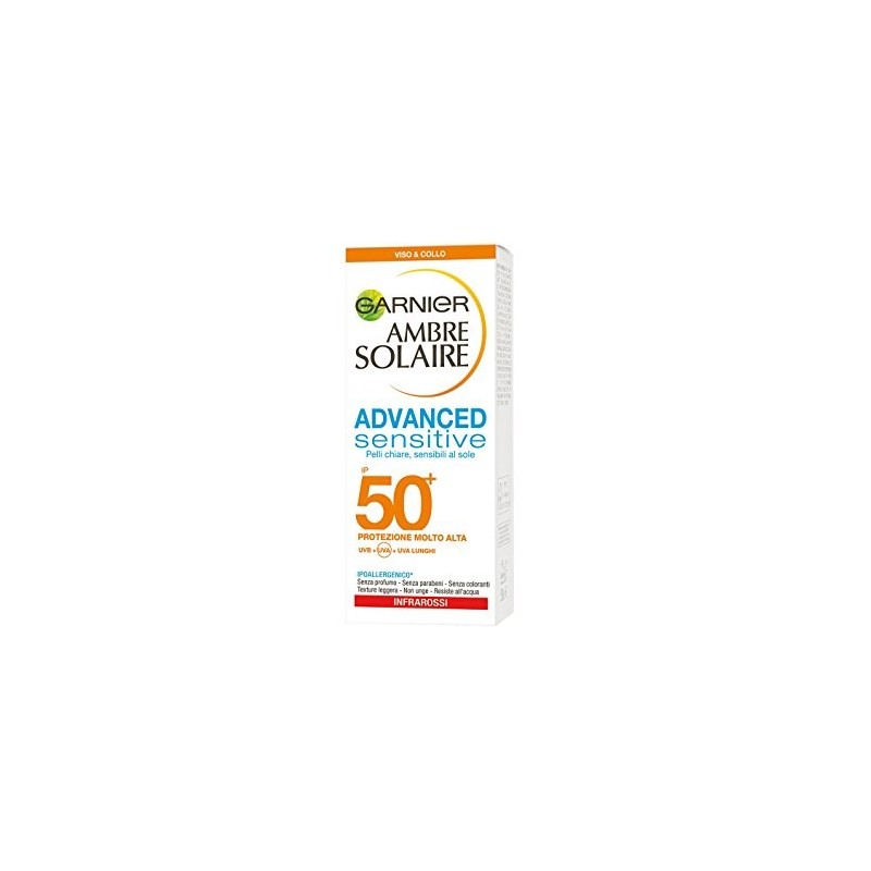 Garnier Ambre Solaire Advanced Sensitive Protezione Solare Viso Anti Lucidità e Anti Imperfezioni IP30 50 ml