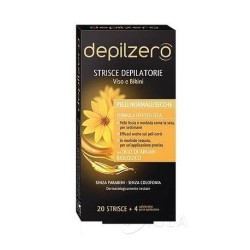 Depilzero strisce depilatorie viso e bikini con olio di argan biologico pelle normale/secca 20pz+4 salviettine